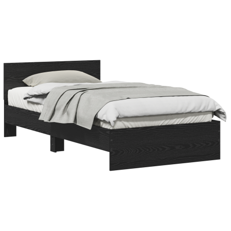 vidaXL Bedframe Zwart Eiken 203 x 104 x 70 cm Bewerkt hout afbeelding3 - 1