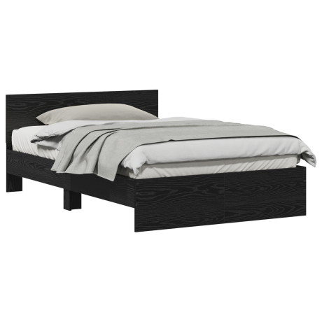 vidaXL Bedframe Zwart Eiken 193 x 125 x 70 cm Bewerkt hout afbeelding3 - 1