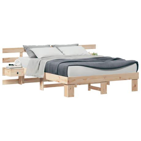 vidaXL Bedframe met lade Bruin 150 x 200 cm Massief grenenhout afbeelding3 - 1