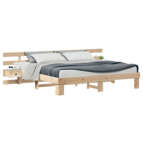 vidaXL Bedframe met lade Bruin 200 x 200 cm Massief grenenhout afbeelding3 - 1