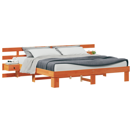vidaXL Bedframe met lade Bruin 200 x 200 cm Massief grenenhout afbeelding3 - 1