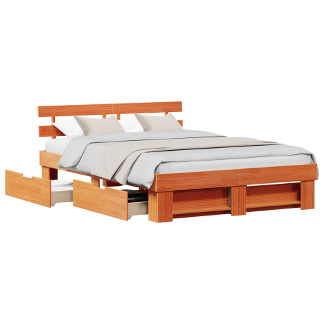 vidaXL Bedframe met lade Wasbruin 140 x 200 cm Massief grenenhout afbeelding3 - 1