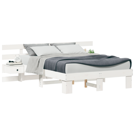 vidaXL Bedframe met lade Wit 120 x 190 cm Massief hout afbeelding3 - 1