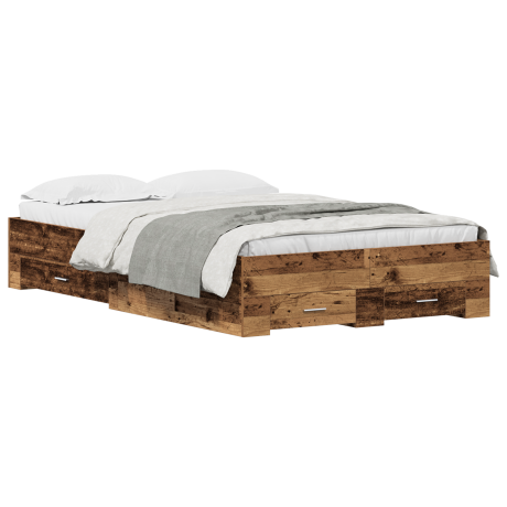 vidaXL Bedframe met lade met opslag Oud Hout 120 x 200 cm Bewerkt hout afbeelding3 - 1