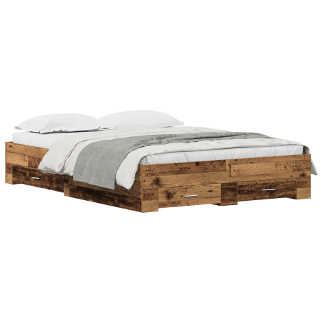 vidaXL Bedframe met lade met opslag Oud Hout 135 x 190 cm Bewerkt hout afbeelding3 - 1