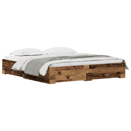 vidaXL Bedframe met lades bewerkt hout oud houtkleurig 180x200 cm afbeelding3 - 1