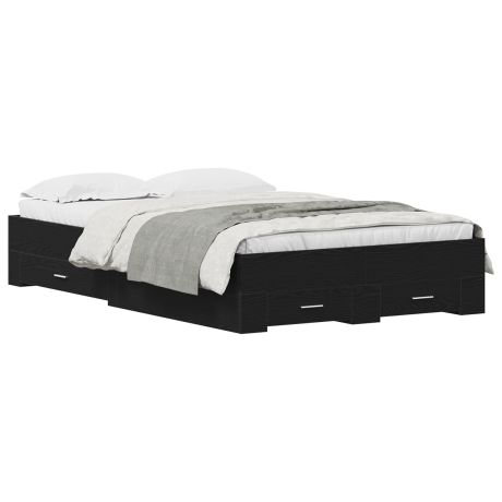 vidaXL Bedframe met lade Zwart Eiken 120 x 200 cm Bewerkt hout afbeelding3 - 1