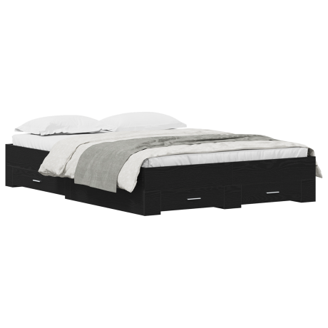 vidaXL Bedframe met lades Zwart eiken Bewerkt hout 140 x 200 cm Opslag afbeelding3 - 1