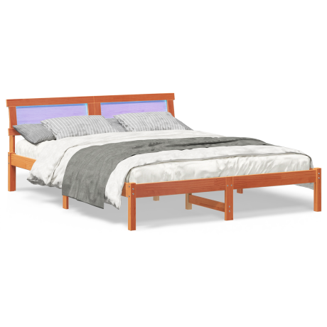 vidaXL Bedframe Wasbruin 140 x 200 cm Massief grenenhout afbeelding3 - 1