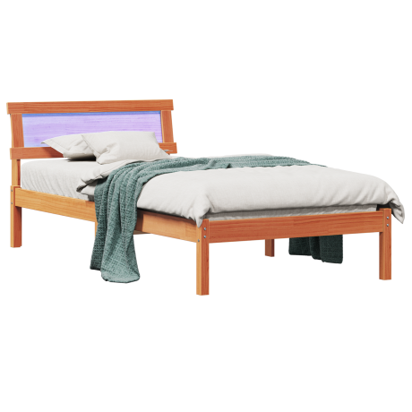 vidaXL Bedframe met hoofdeinde Wasbruin 75 x 190 cm Massief grenenhout afbeelding3 - 1