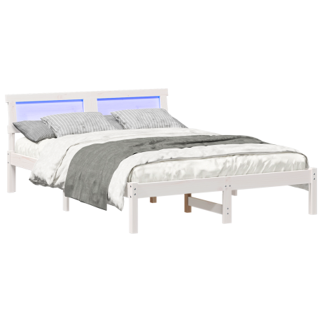 vidaXL Bedframe met hoofdeinde Wit 120 x 190 cm Massief grenenhout afbeelding3 - 1
