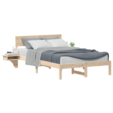 vidaXL Bedframe met nachttafels Bruin 120 x 200 cm Massief grenenhout afbeelding3 - 1