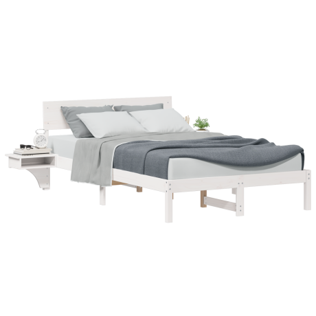 vidaXL Bedframe met hoofdeinde Wit 140 x 200 cm Massief grenenhout afbeelding3 - 1