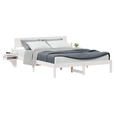 vidaXL Bedframe met hoofdeinde Wit 160 x 200 cm Massief grenenhout afbeelding3 - 1