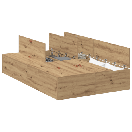 vidaXL Bedframe met opbergruimte artisanaal eiken 120x200 cm afbeelding3 - 1