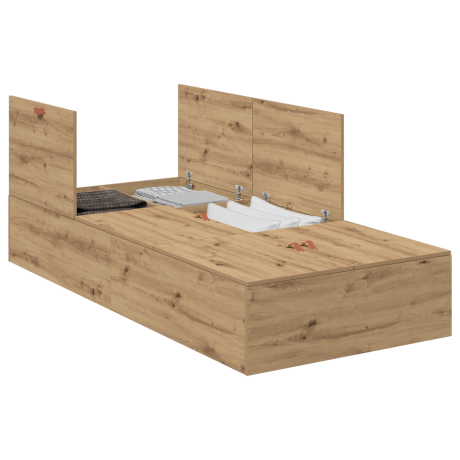 vidaXL Bedframe met opbergruimte artisanaal eiken 90x200 cm afbeelding3 - 1