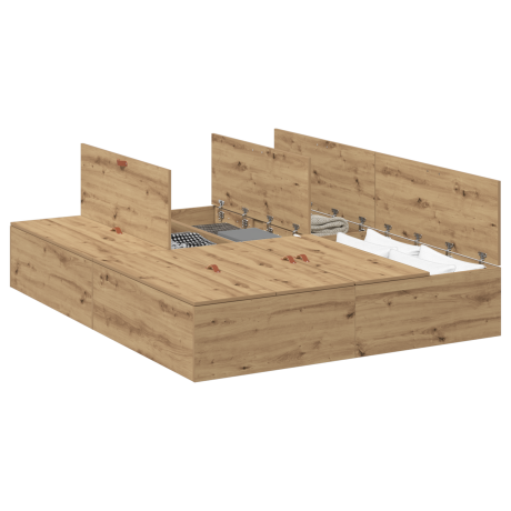 vidaXL Opbergbedframe Artisan Eiken 150 x 200 cm Bewerkt hout afbeelding3 - 1