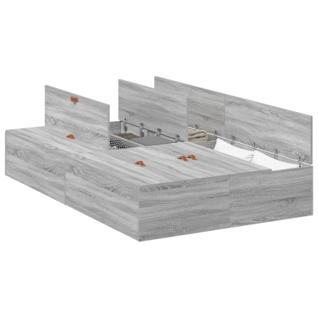 vidaXL Opbergbedframe Grijs Sonoma 120 x 190 cm Bewerkt hout afbeelding3 - 1