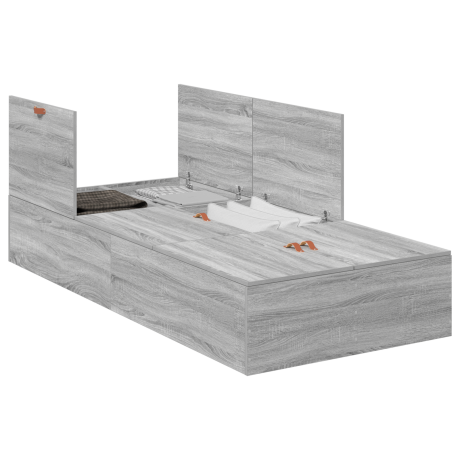 vidaXL Opbergbedframe met opslag Grijs Sonoma 80 x 200 cm Bewerkt hout afbeelding3 - 1