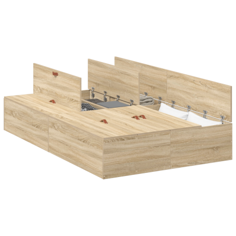 vidaXL Opbergbedframe Sonoma Eiken 120 x 190 cm Bewerkt hout afbeelding3 - 1