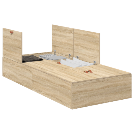 vidaXL Bedframe met opbergruimte sonoma eikenkleurig 90x200 cm afbeelding3 - 1