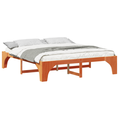 vidaXL Bedframe met opslag Bruin 200 x 200 cm Massief grenenhout afbeelding3 - 1