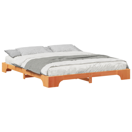 vidaXL Bedframe met opslag Bruin 200 x 220 cm Massief grenenhout afbeelding3 - 1