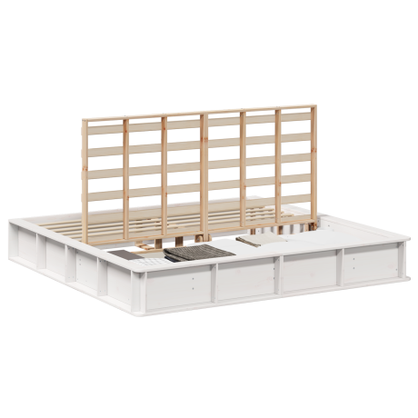 vidaXL Bedframe met opslag Wit 200 x 200 cm Hout afbeelding3 - 1