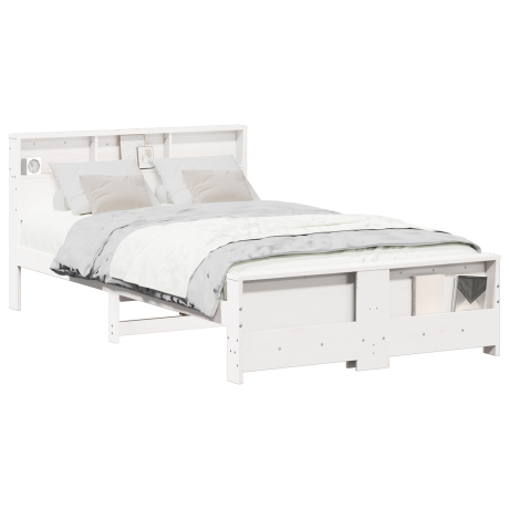 vidaXL Bedframe met hoofdeinde Wit 135 x 190 cm Bewerkt hout afbeelding3 - 1