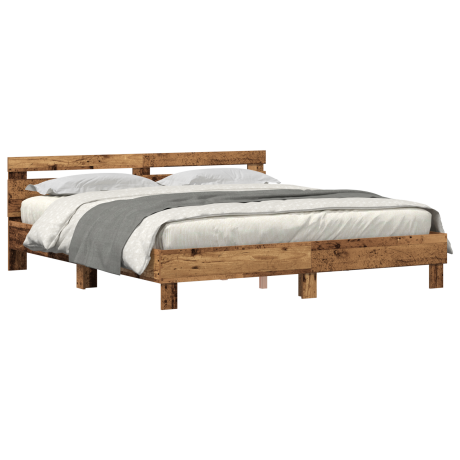 vidaXL Bedframe Rustiek Oude Hout Massief Gerecycled Hout 200 x 200 cm afbeelding3 - 1