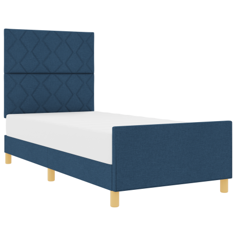 vidaXL Bedframe met hoofdeinde Blauw 100 x 200 cm Stof afbeelding3 - 1