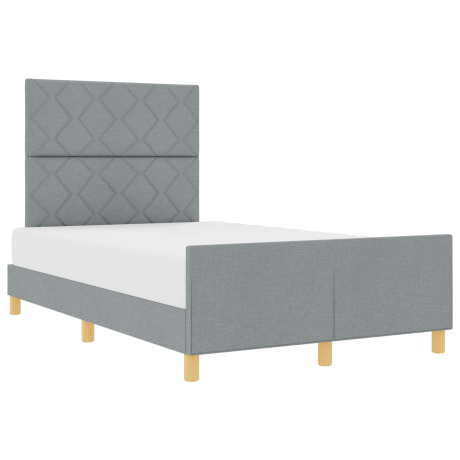 vidaXL Bedframe met hoofdeinde Lichtgrijs 120 x 190 cm Stof afbeelding3 - 1