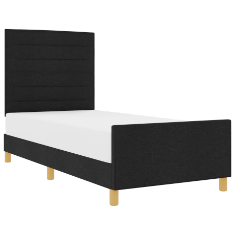 vidaXL Bedframe met hoofdeinde Zwart 100 x 200 cm Stof afbeelding3 - 1