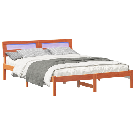 vidaXL Bedframe Wasbruin 140 x 200 cm Massief grenenhout afbeelding3 - 1