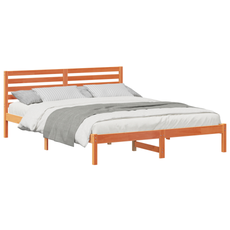 vidaXL Bedframe Wasbruin 160 x 220 cm Massief grenenhout afbeelding3 - 1