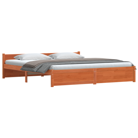 vidaXL Bedframe Wasbruin 205,5 x 185,5 x 51 cm Massief grenenhout afbeelding3 - 1
