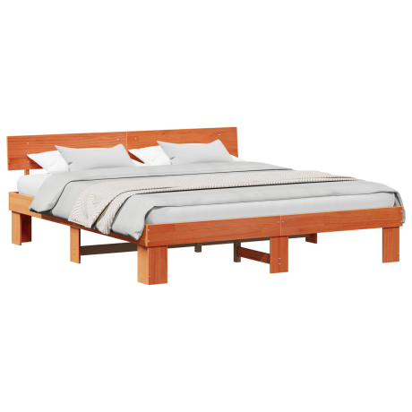 vidaXL Bedframe Wasbruin 200 x 200 cm Massief grenenhout afbeelding3 - 1