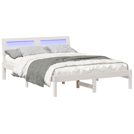 vidaXL Bedframe met hoofdeinde Wit 120 x 200 cm Massief grenenhout afbeelding3 - 1