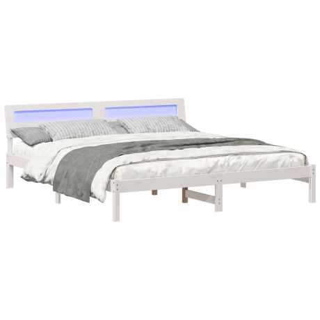 vidaXL Bedframe met hoofdeinde Wit 180 x 200 cm Massief grenenhout afbeelding3 - 1
