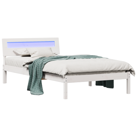 vidaXL Bedframe met hoofdeinde Wit 90 x 200 cm Massief grenenhout afbeelding3 - 1
