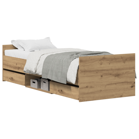vidaXL Bedframe met lade Artisan Eiken 193 x 78 x 50 cm Bewerkt hout afbeelding3 - 1