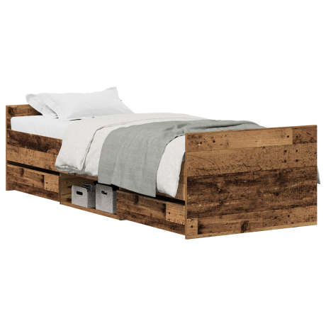 vidaXL Bedframe met hoofdeinde Oud Hout 193 x 78 x 50 cm Bewerkt hout afbeelding3 - 1