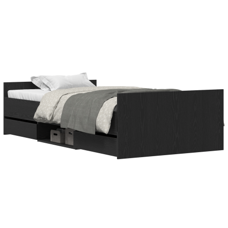vidaXL Bedframe met lade Zwart Eiken 203 x 103 x 50 cm Bewerkt hout afbeelding3 - 1