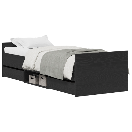 vidaXL Bedframe met lade Zwart Eiken 193 x 78 x 50 cm Bewerkt hout afbeelding3 - 1
