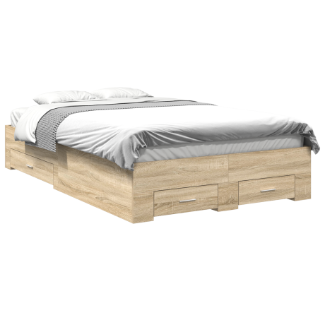 vidaXL Bedframe met lade met opslag Bruin 120 x 200 cm Bewerkt hout afbeelding3 - 1