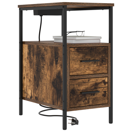 vidaXL Bedside kasten 2 pcs Gerookt eiken 30 x 48 x 61 cm Bewerkt hout afbeelding3 - 1