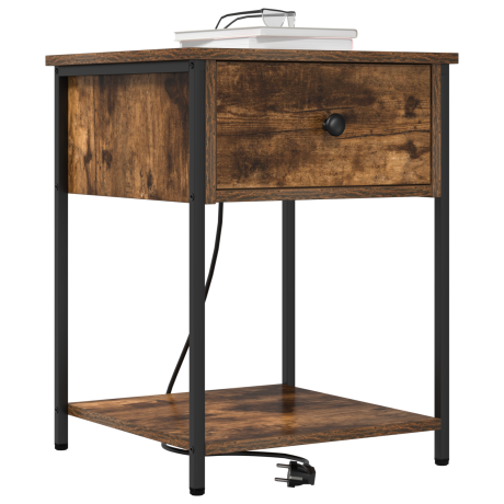 vidaXL Bedside kasten 2 pcs Gerookt eiken 42 x 41 x 56 cm Bewerkt hout afbeelding3 - 1