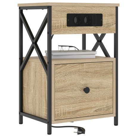 vidaXL Bedside kasten 2 pcs Sonoma eiken 40 x 31 x 60 cm Bewerkt hout afbeelding3 - 1