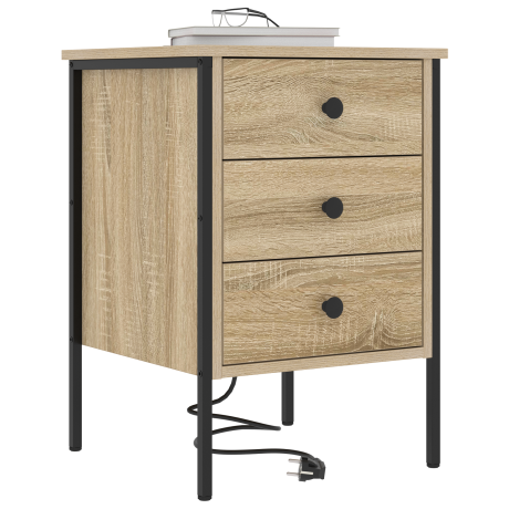 vidaXL Bedside kasten 2 pcs Sonoma eiken 42 x 41 x 61 cm Bewerkt hout afbeelding3 - 1