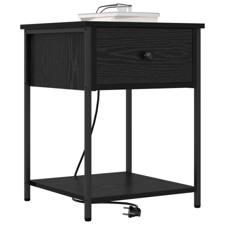 vidaXL Bedside kasten 2 pcs Zwart eiken 42 x 41 x 56 cm Bewerkt hout afbeelding3 - 1